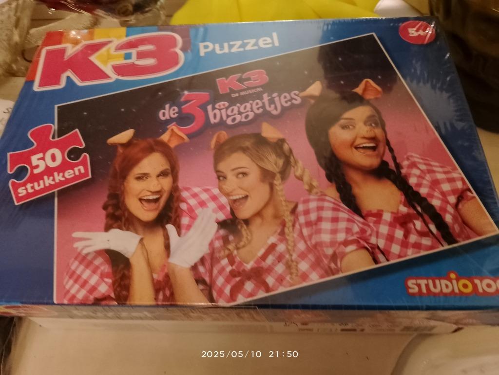 K3 puzzel, nieuw in plastic, de 3 biggetjes, vintage, Ophalen of Verzenden, 10 tot 50 stukjes, Nieuw