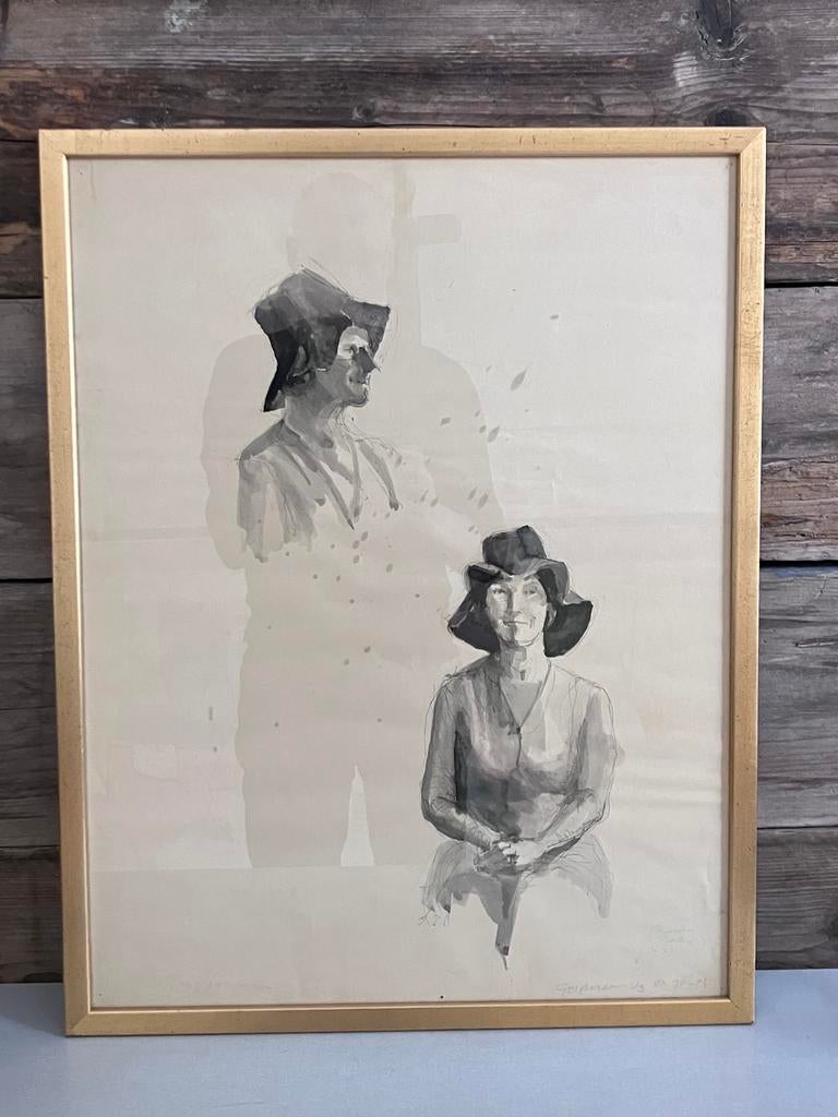Aquarel Goudriaan, Antiek en Kunst, Kunst | Tekeningen en Fotografie, Ophalen of Verzenden