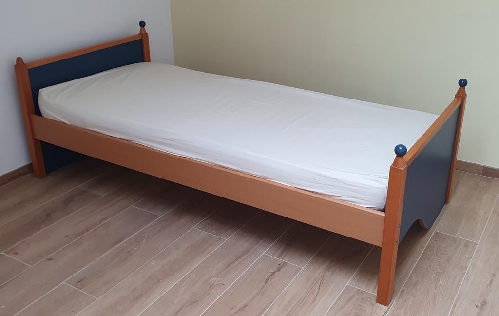 Chambre complète bleu marine et bois, Ophalen, Gebruikt, Eenpersoons, Contemporain