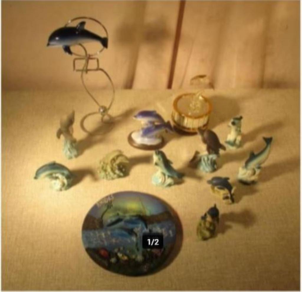 Belle collection de dauphins avec 12 statues et 1 assiette, Collections, Enlèvement ou Envoi, Comme neuf, Animal