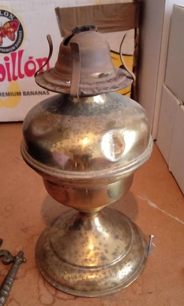koperen petroleum licht, Antiek en Kunst, Ophalen of Verzenden