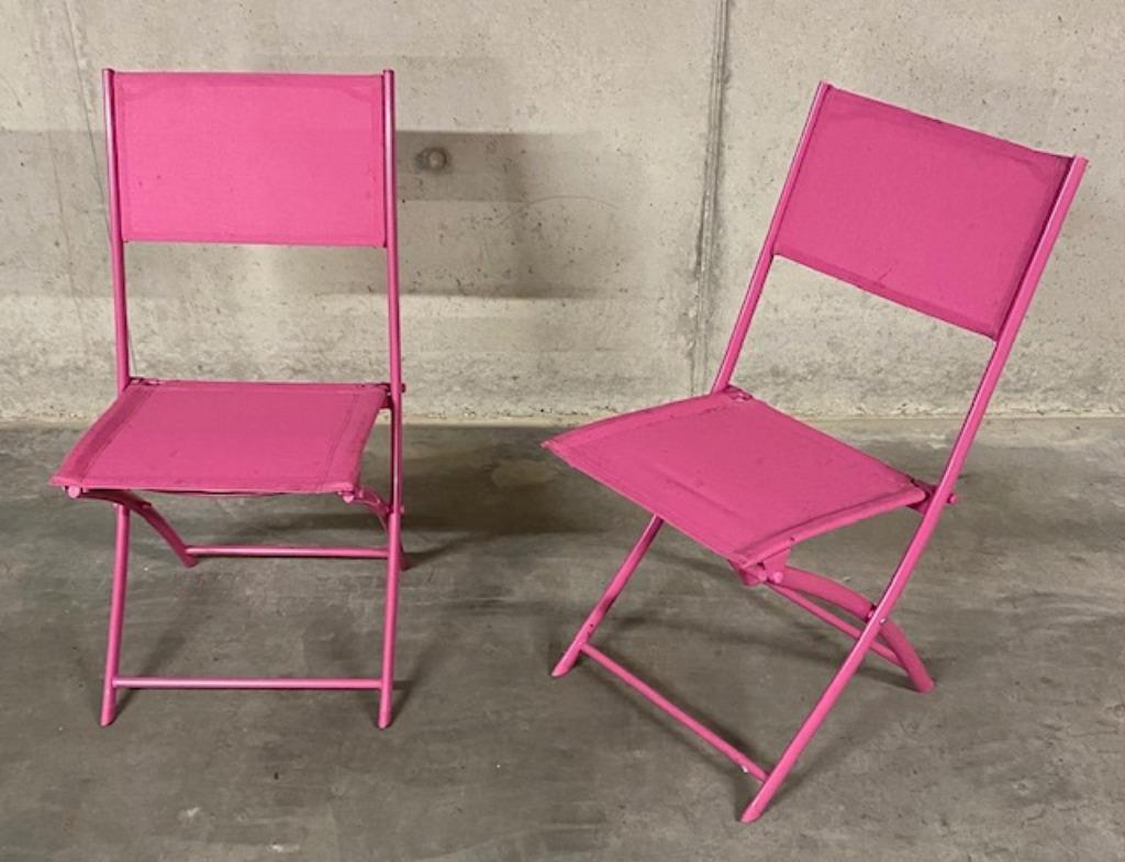 Leuke roze opklapbare tuinstoelen, Tuin en Terras, Tuinstoelen, Ophalen, Zo goed als nieuw, Textileen, Stapelbaar