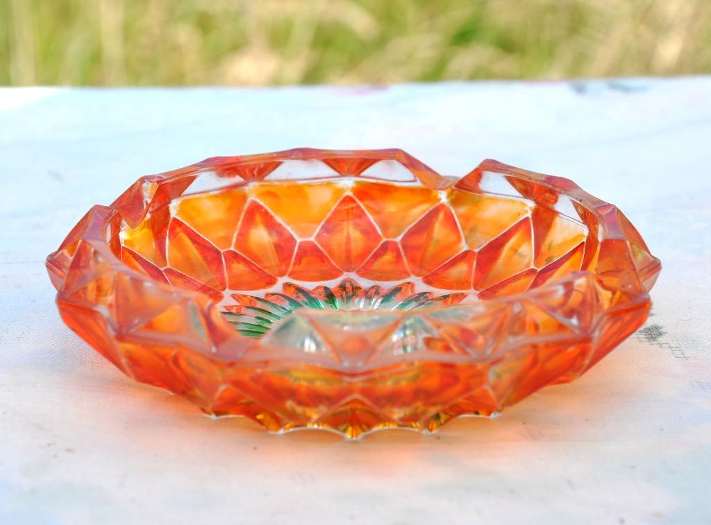 cendrier en verre peint orange, Enlèvement ou Envoi
