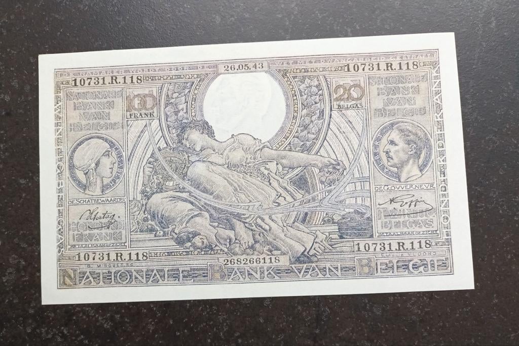 FDC nieuwstaat 100 francs Vloors 26-5-1943, Postzegels en Munten, Ophalen of Verzenden, Los biljet