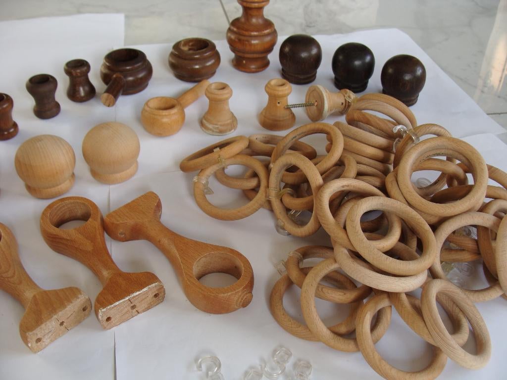 accessoires en chêne anneaux pour tenture, 1lance-rideau, Maison & Meubles, Ameublement | Rideaux & Stores à lamelles, Comme neuf