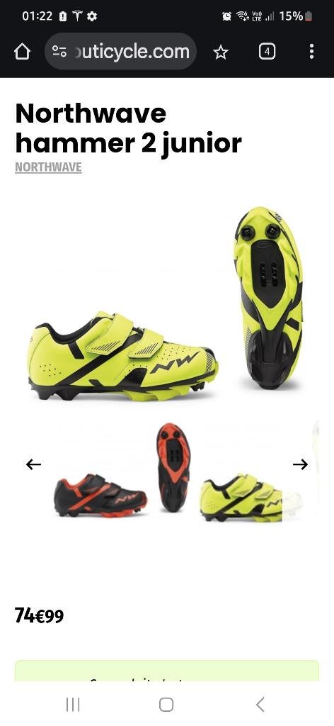 Chaussure northwave hammer junior 35, Enlèvement ou Envoi, Comme neuf, Chaussures