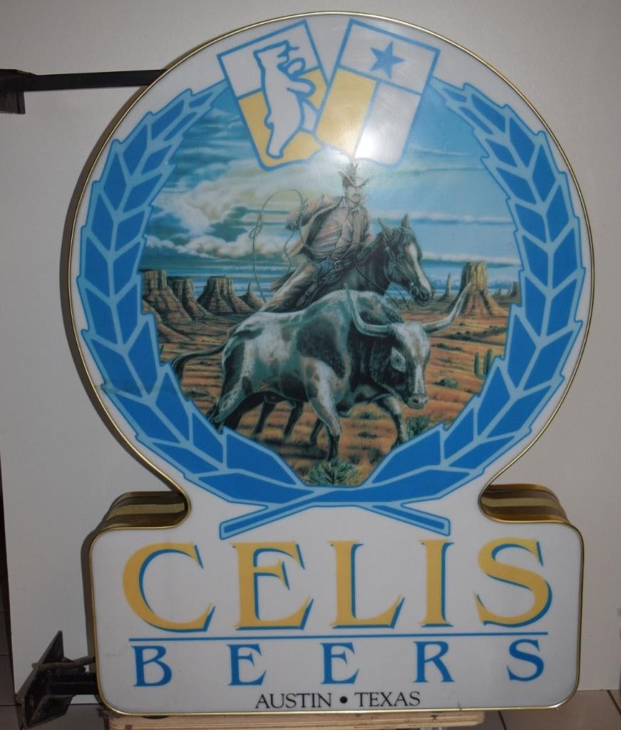 Hoegaarden / Celis Beers / Austin Texas / Oude lichtreklame, Ophalen, Gebruikt, Reclamebord, Plaat of Schild, Overige merken