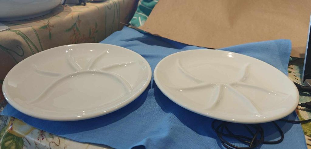 Assiettes à fondue en porcelaine blanche Pillivuyt France, Uni, Assiettes(s), Enlèvement ou Envoi, Comme neuf