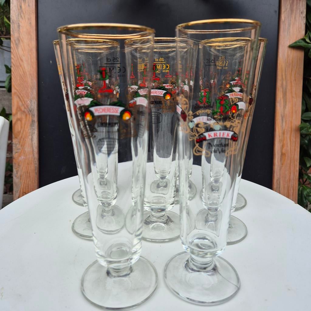Lindemans elegante glazen voor fruitige lambiekbieren, 12, Verzamelen, Glas en Drinkglazen, Bierglas, Ophalen of Verzenden