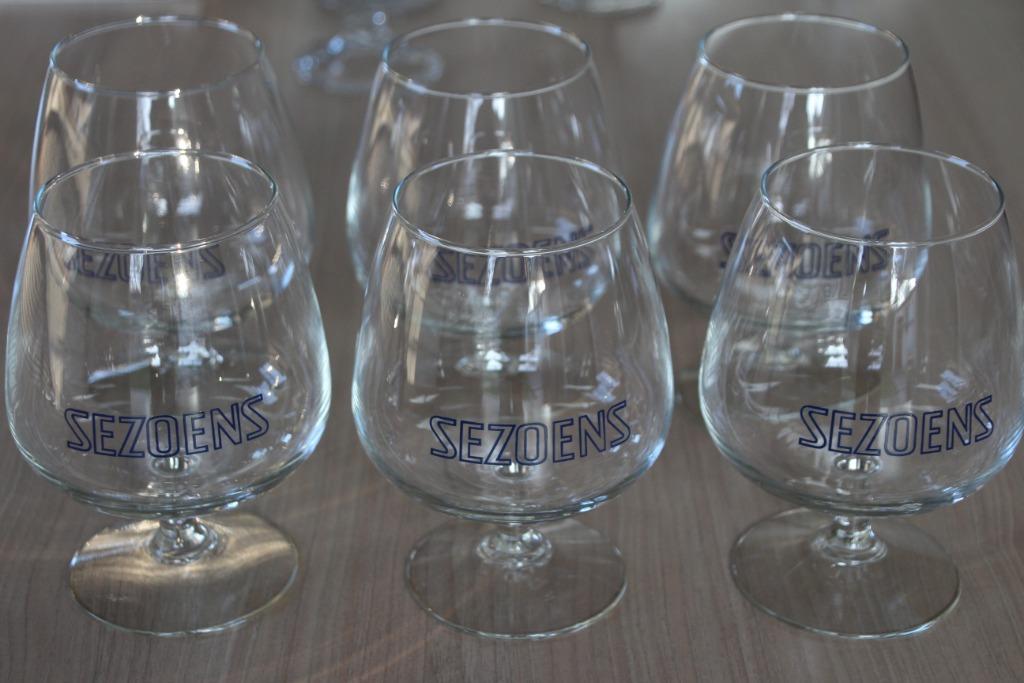 Sezoensglazen 6 stuks, Verzamelen, Glas en Drinkglazen, Gebruikt, Bierglas, Ophalen of Verzenden