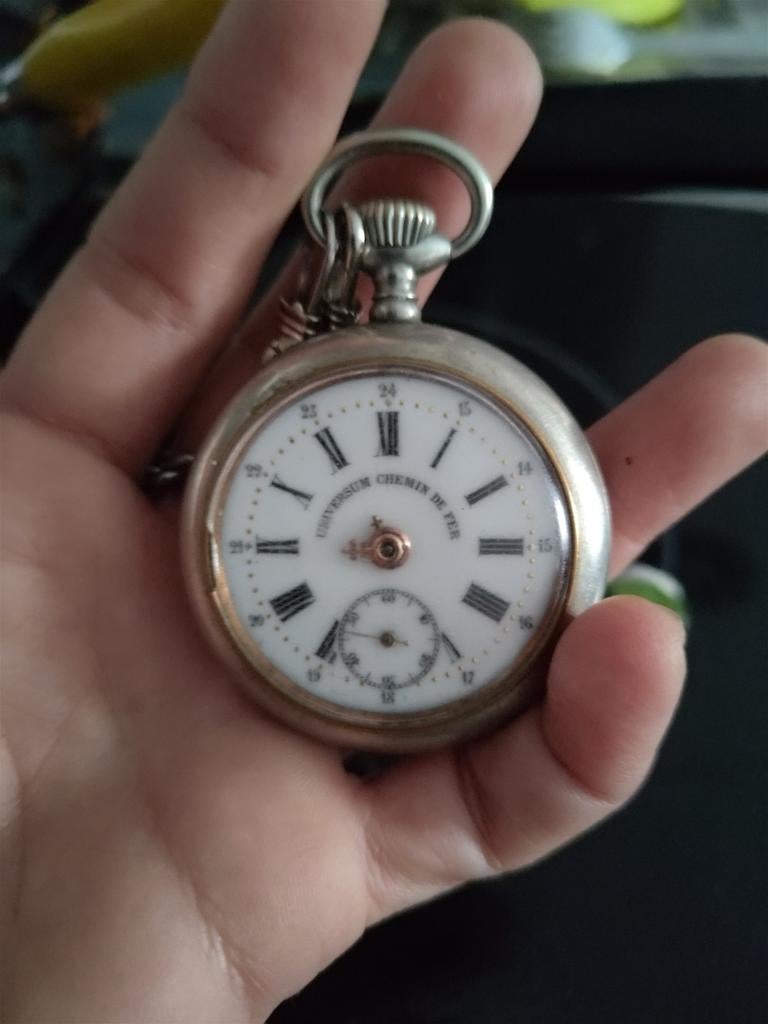 Zakhorloge Buurtspoorwegen, Zakhorloge, 1900 tot 1930, Met ketting, Zilver