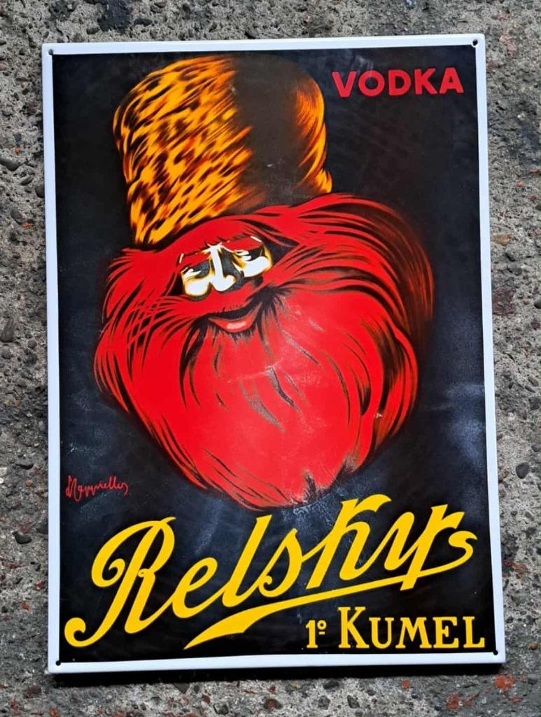 Relsky vodka emaillen reclame bord vintage bar cafe kroeg, Verzamelen, Ophalen of Verzenden, Gebruikt, Reclamebord