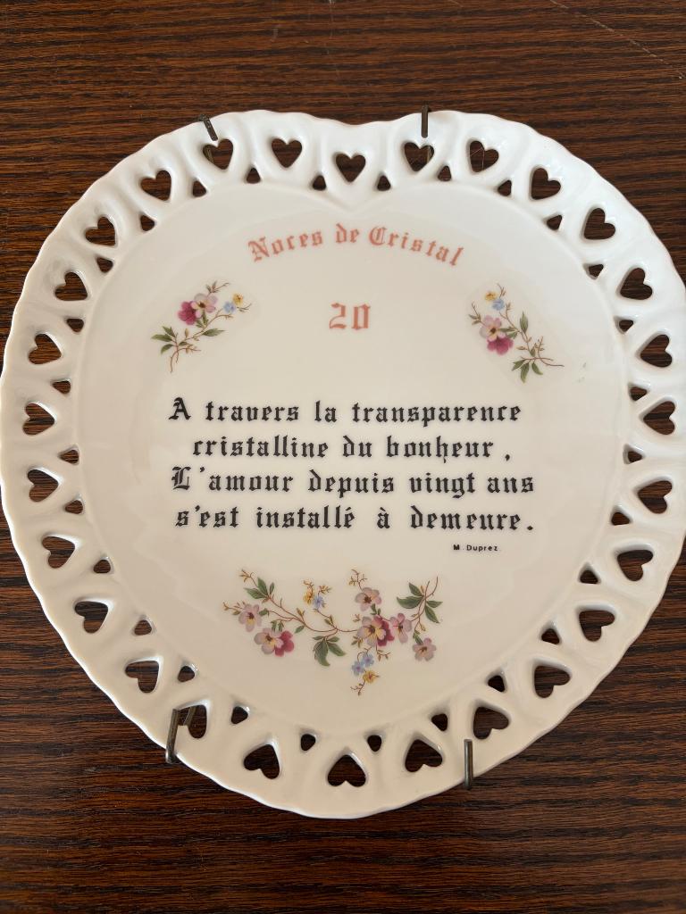 Assiette Noce de cristal en porcelaine de limoge, Enlèvement ou Envoi