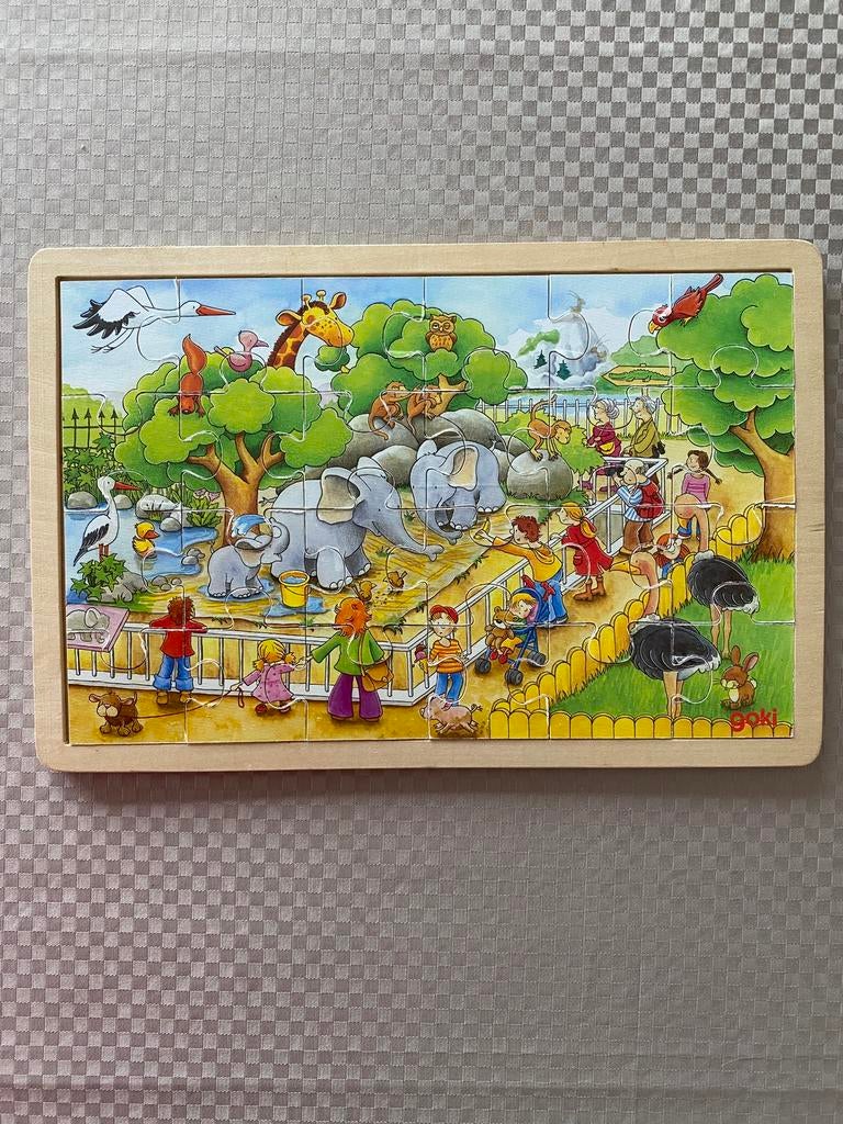 🍄. Houten puzzel  .  Goki. ( 24 stuks ), Ophalen of Verzenden, Zo goed als nieuw, Van hout