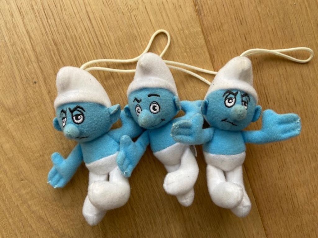 3 petites peluches Schtroumpfs, Enlèvement ou Envoi, Comme neuf, Différents Schtroumpfs, Poupée, Figurine ou Peluche