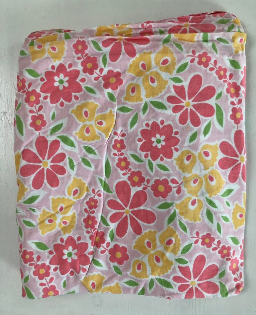 housse de couette vintage à fleurs roses 1 personne, Maison & Meubles, Enlèvement ou Envoi, Rose, Housse de couette, Une personne