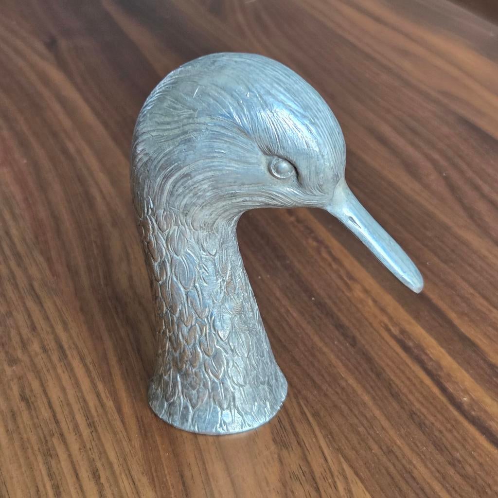 Zilverkleurig hoofd eend - gemerkt, Antiek en Kunst, Ophalen of Verzenden