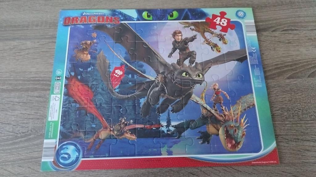puzzel 48stuks how to train your dragon, Ophalen, 10 tot 50 stukjes, Zo goed als nieuw, 4 tot 6 jaar