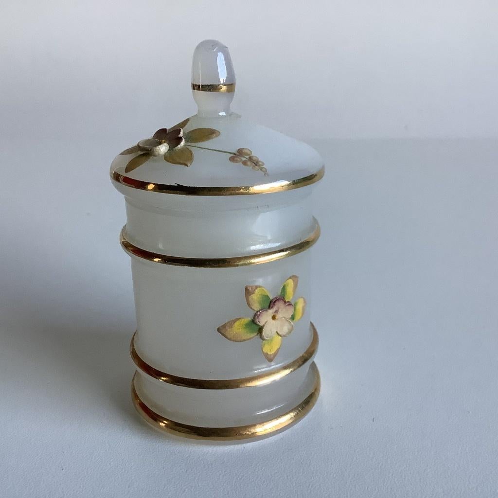 vintage melkglas sierpotje met bloempjes, Antiek en Kunst, Ophalen of Verzenden