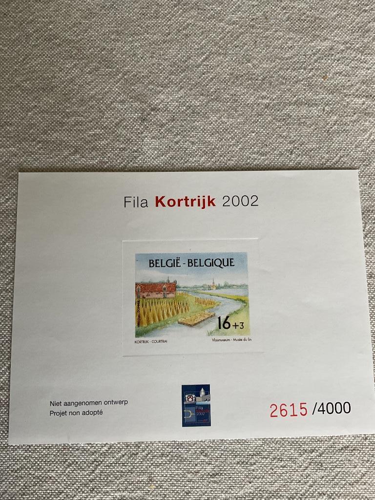 Timbre belge NA FILA KORTRIJK de 2002**, Postzegels en Munten, Ophalen of Verzenden, Postfris