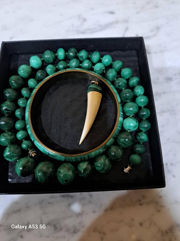 Bijou ,Collier pendentif en malachite,année 50-60, Enlèvement, Collier