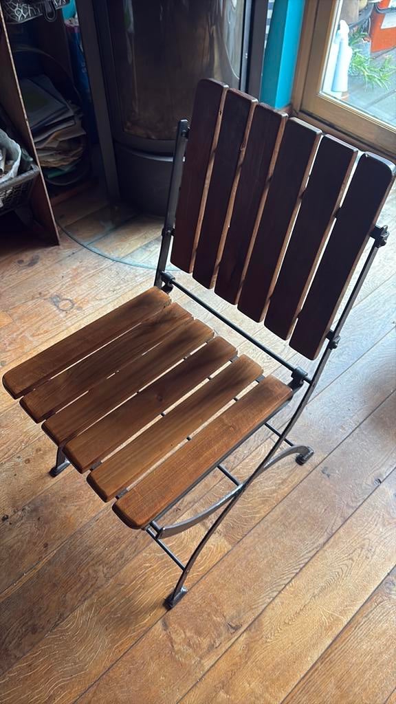 6 chaises chêne / fer forgé, Comme neuf, Brun, Enlèvement, Cinq, Six Chaises ou plus