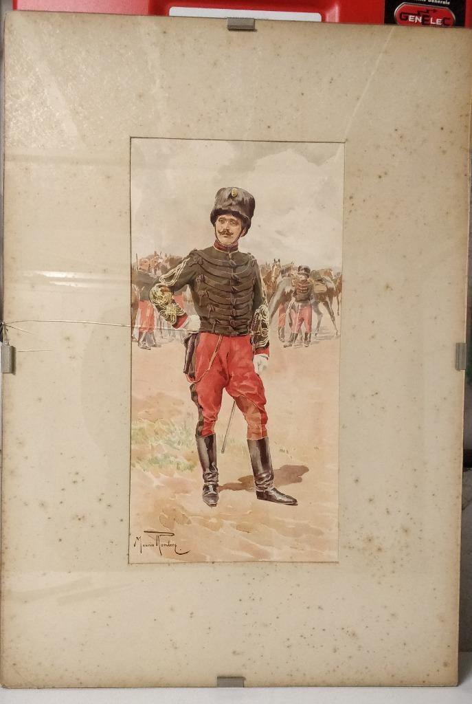 Dessin officier des guides belges, pré ww1 cavalerie, Enlèvement ou Envoi, Armée de terre, Photo ou Poster