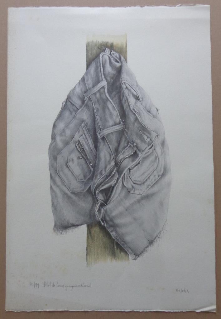 PETRUS VALCKX / JEANSSHORT / ZW-W LITHO + AQUAREL / 56x38cm, Ophalen of Verzenden