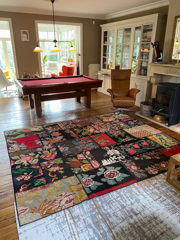 Vitage rozenkelim patchwork vloerkleed tapijt kelim, 200 cm ou plus, 200 cm ou plus, Autres couleurs, Vintage