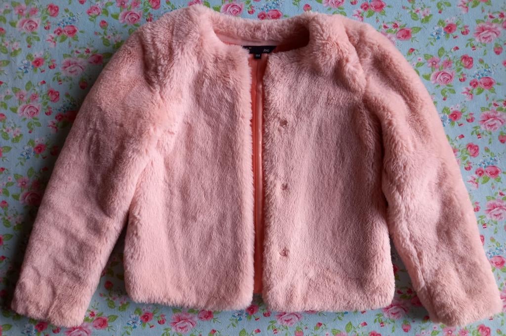 Zachtroze teddy jasje van JBC maat 134, Meisje, Trui of Vest, Ophalen of Verzenden, Zo goed als nieuw