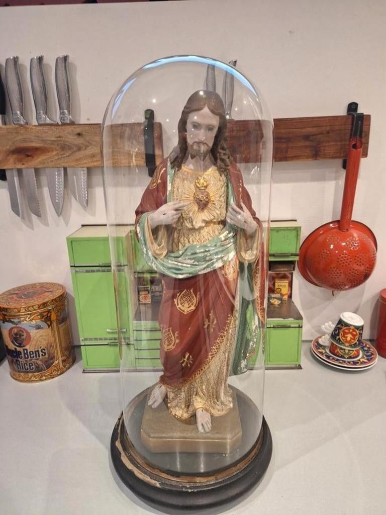 Beeld Jesus Met Glazen Stolp, Antiek en Kunst, Ophalen