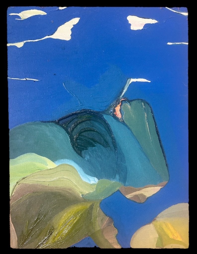 SCHILDERIJ "His Horns are made of Clouds" (2008 - Montreal), Antiquités & Art, Enlèvement ou Envoi, Peinture à l'huile, Surréalisme