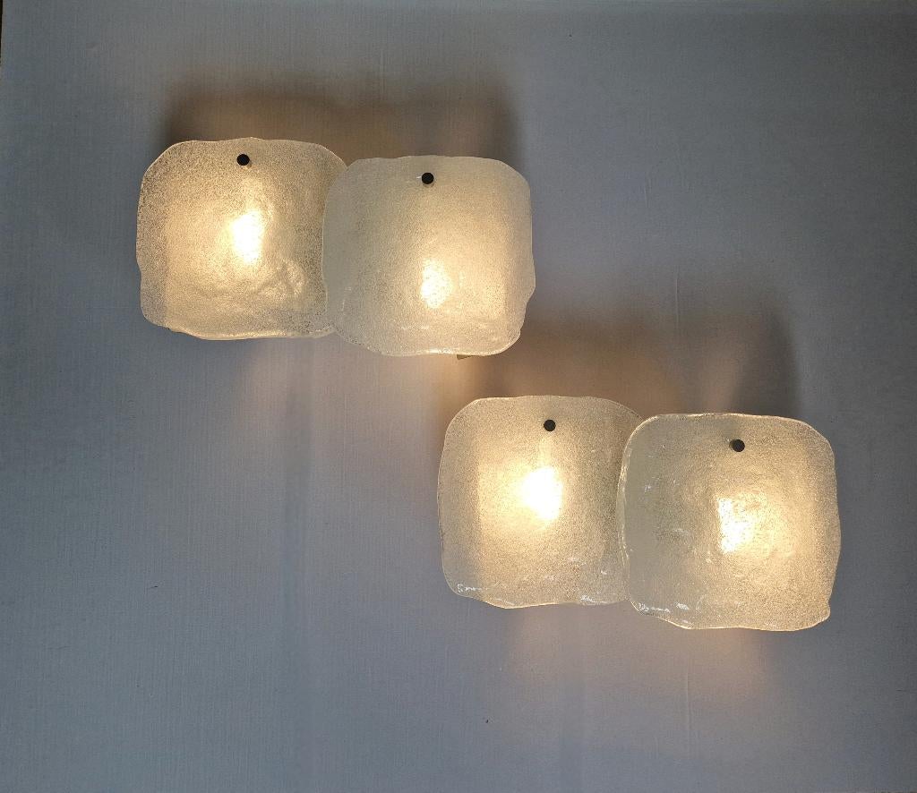 Paar wandkandelaars van matglas, Kalmar, 1970, Antiek en Kunst, Antiek | Verlichting, Ophalen of Verzenden