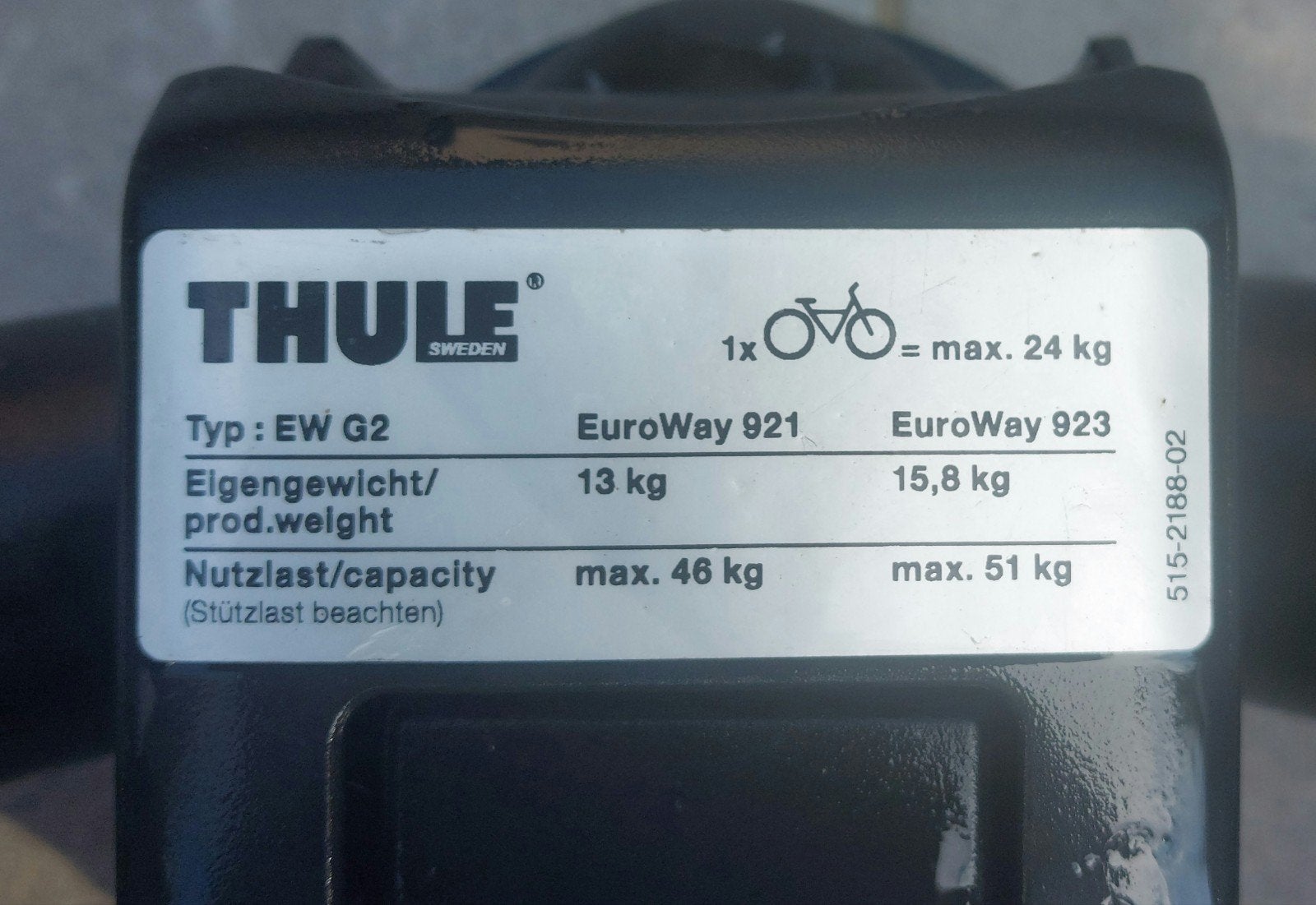 Thule fietsendrager, Ophalen