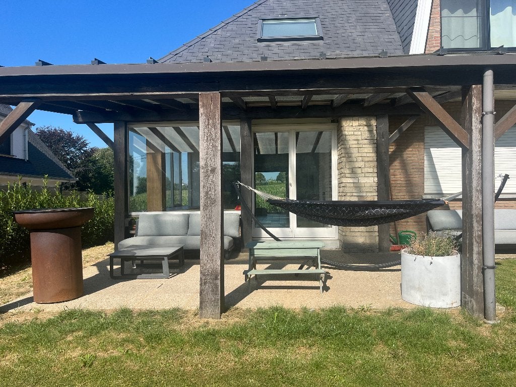 Houten afdak/pergola hardhout, Tuin en Terras, Ophalen, Gebruikt, Overige typen