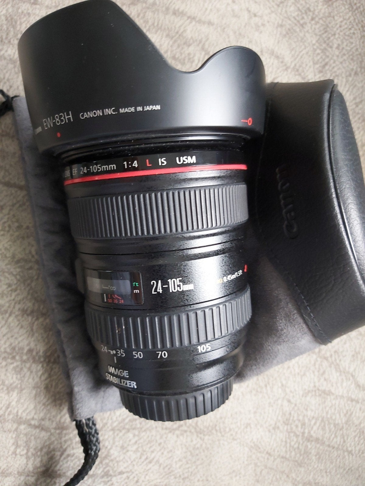 Canon EF 24-105 mm f/4 L IS USM, filtre UV, étui Canon, Lentille standard, Comme neuf, 24 mm, Filtre inclus