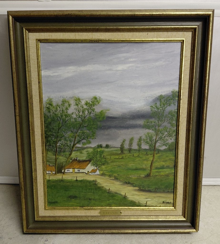 Landschapsschilderij H. Dewyze, Ophalen, Realistisch, Ingelijst, Landschap