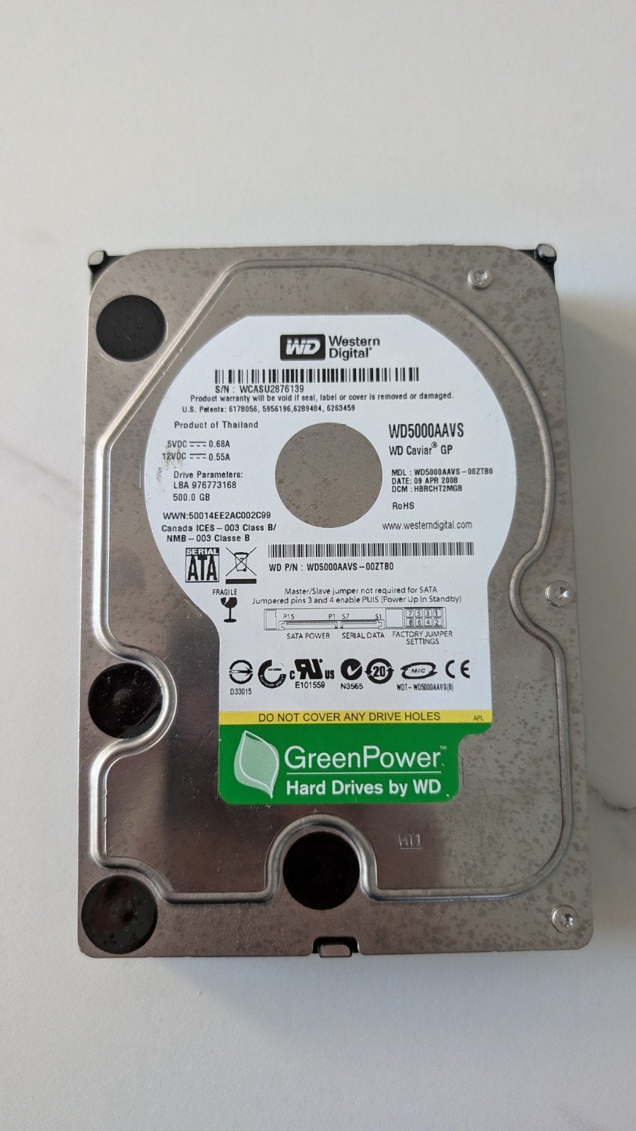 Disque dur Western Digital Caviar GP 500 Go - Stockage fiabl, Enlèvement ou Envoi, Interne, Desktop, SATA
