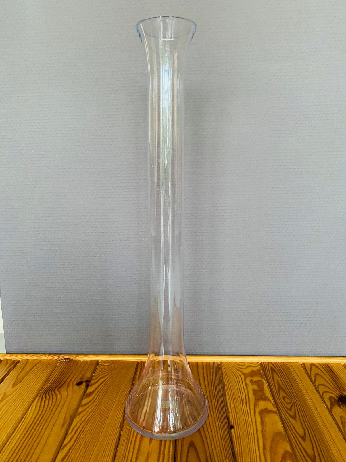 Grand vase flûte soliflore tansparent - 50 cm, Maison & Meubles, Transparent, Verre, Enlèvement, Utilisé