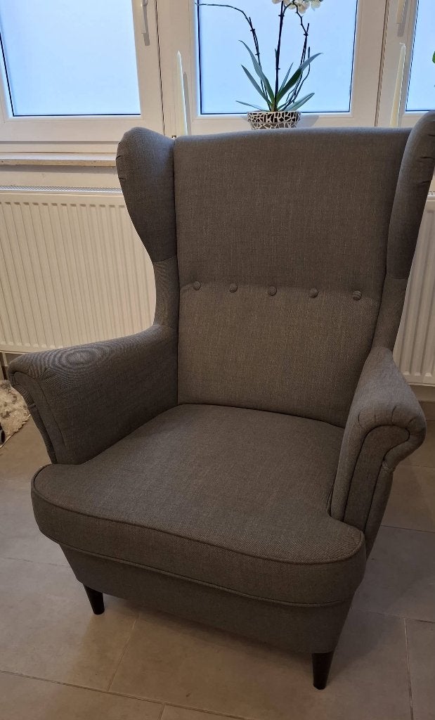 Fauteuil gris Ikea, 75 à 100 cm, Bois, Comme neuf, Enlèvement