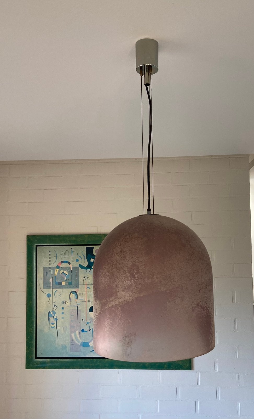 Alfredo Barbini grote glazen Italiaanse “SCAVO” hanglamp., Ophalen