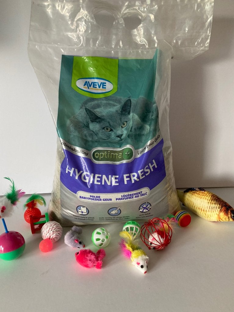 Litière pour chat Aveve Optima+ (12 L) + nouveaux jouets !, Animaux & Accessoires, Enlèvement, Comme neuf