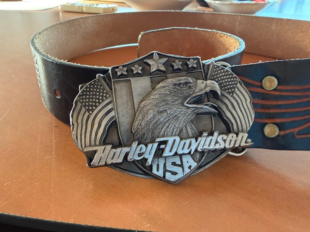 LEDEREN RIEM HARLEY-DAVIDSON, Vêtements | Hommes, Ceintures, Cuir véritable, 95 à 105 cm, Comme neuf, Ceinture