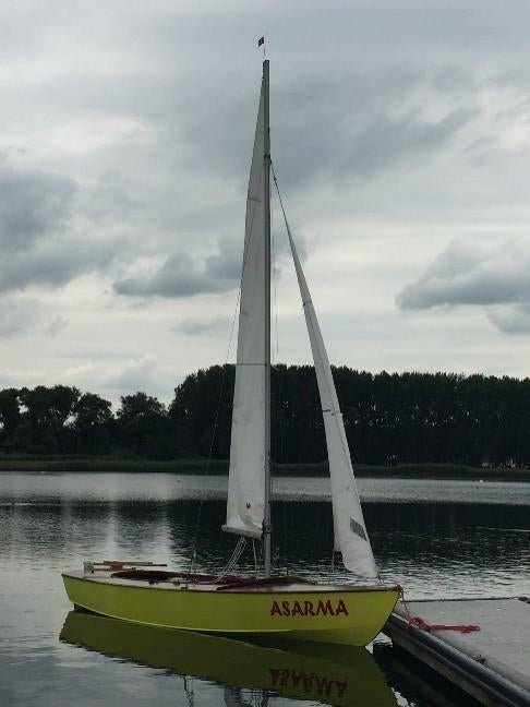 goed onderhouden houten Spanker zeilboot met kanteltrailer!, Ophalen, Gebruikt, 5 m, Fok