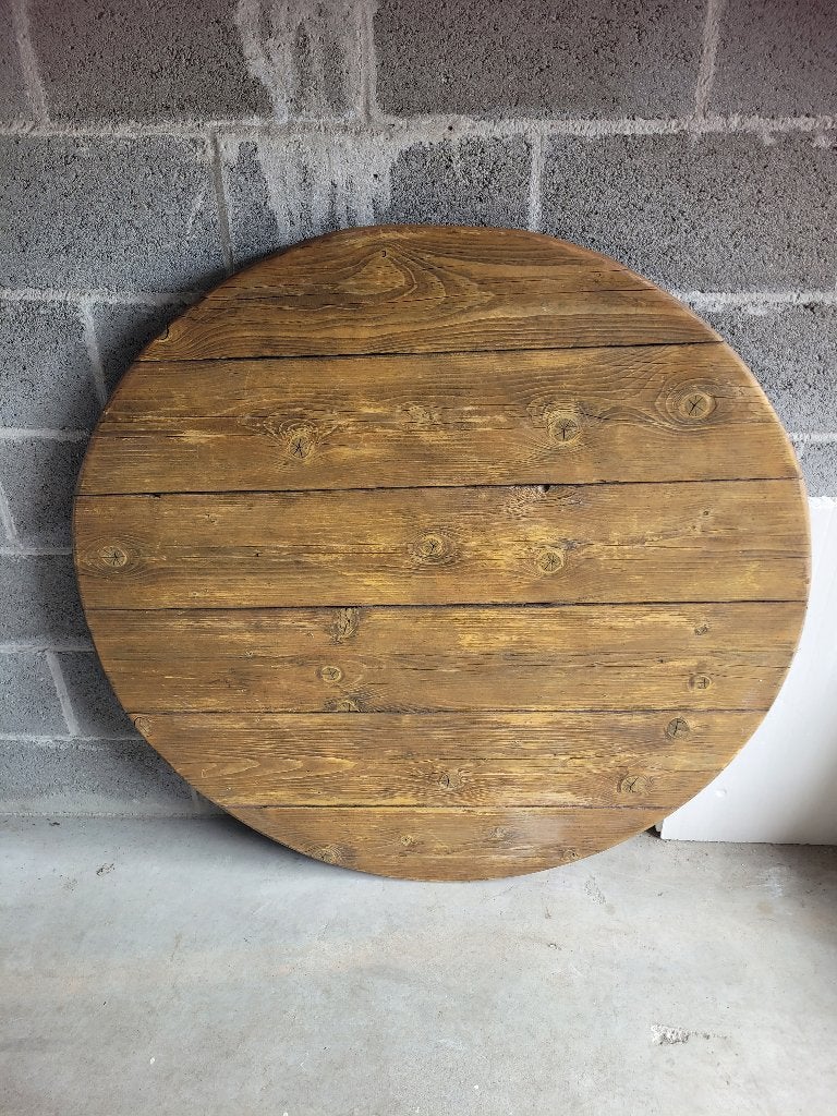 Eettafel steigerhout rond 110 cm inclusief poten €30, Ophalen, Gebruikt, Rond, Hout