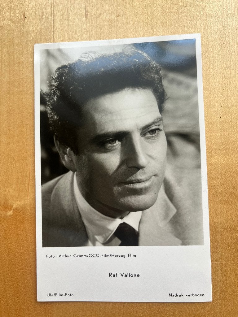 Fotokaart filmster Raf Vallone-Jaren 1950-1960, Verzenden, Zo goed als nieuw, Film, Foto of Kaart