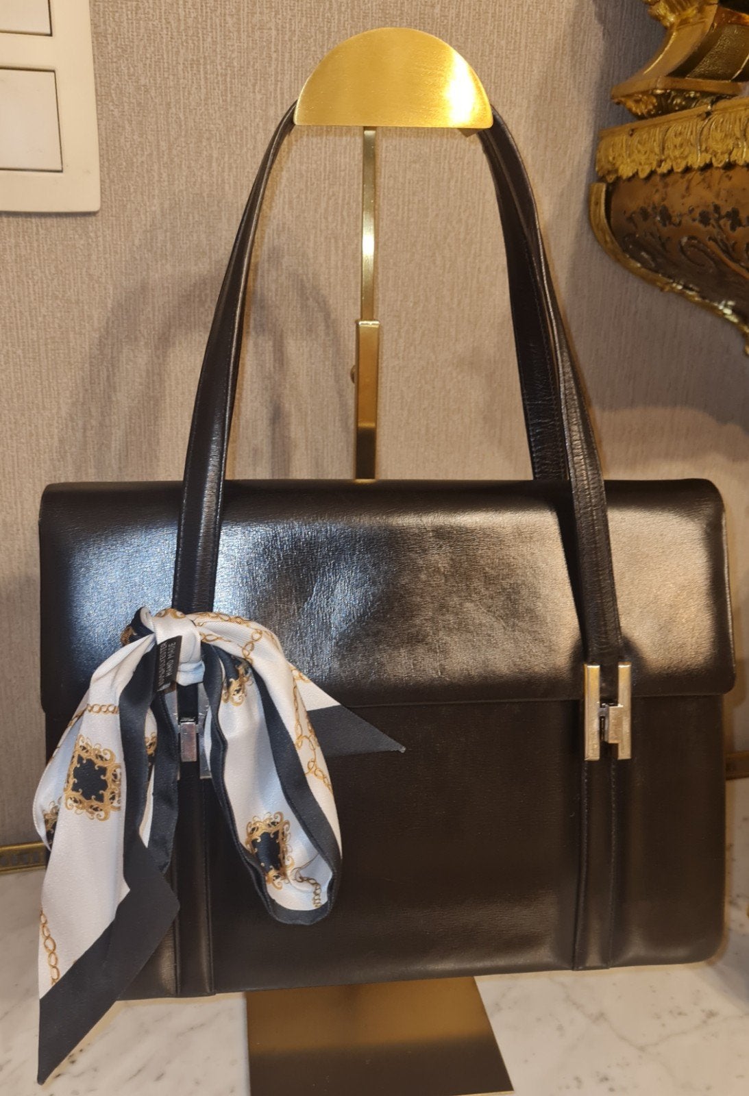 Vintage boxcalf  handtas H, Ophalen of Verzenden, Handtas