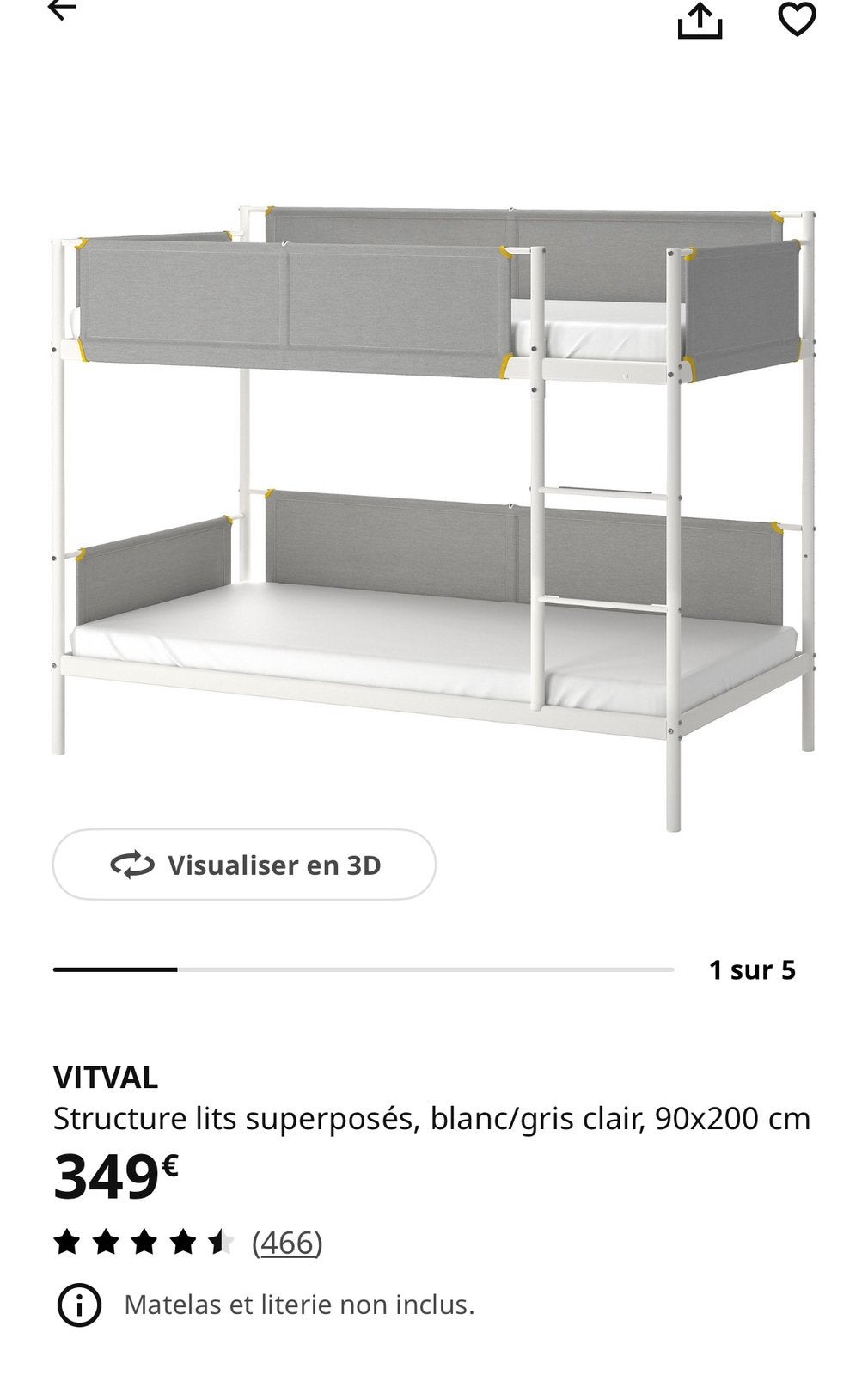 Lit superposé 120 euros, Maison & Meubles, Enlèvement, Comme neuf