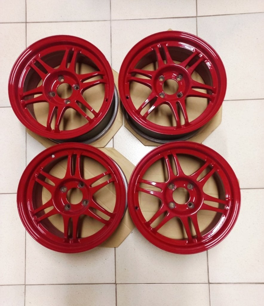 15 inch 4x100 RARE set Crimson inc Viper-R forged velgen!, Gebruikt, 15 inch, Velg(en), Ophalen of Verzenden