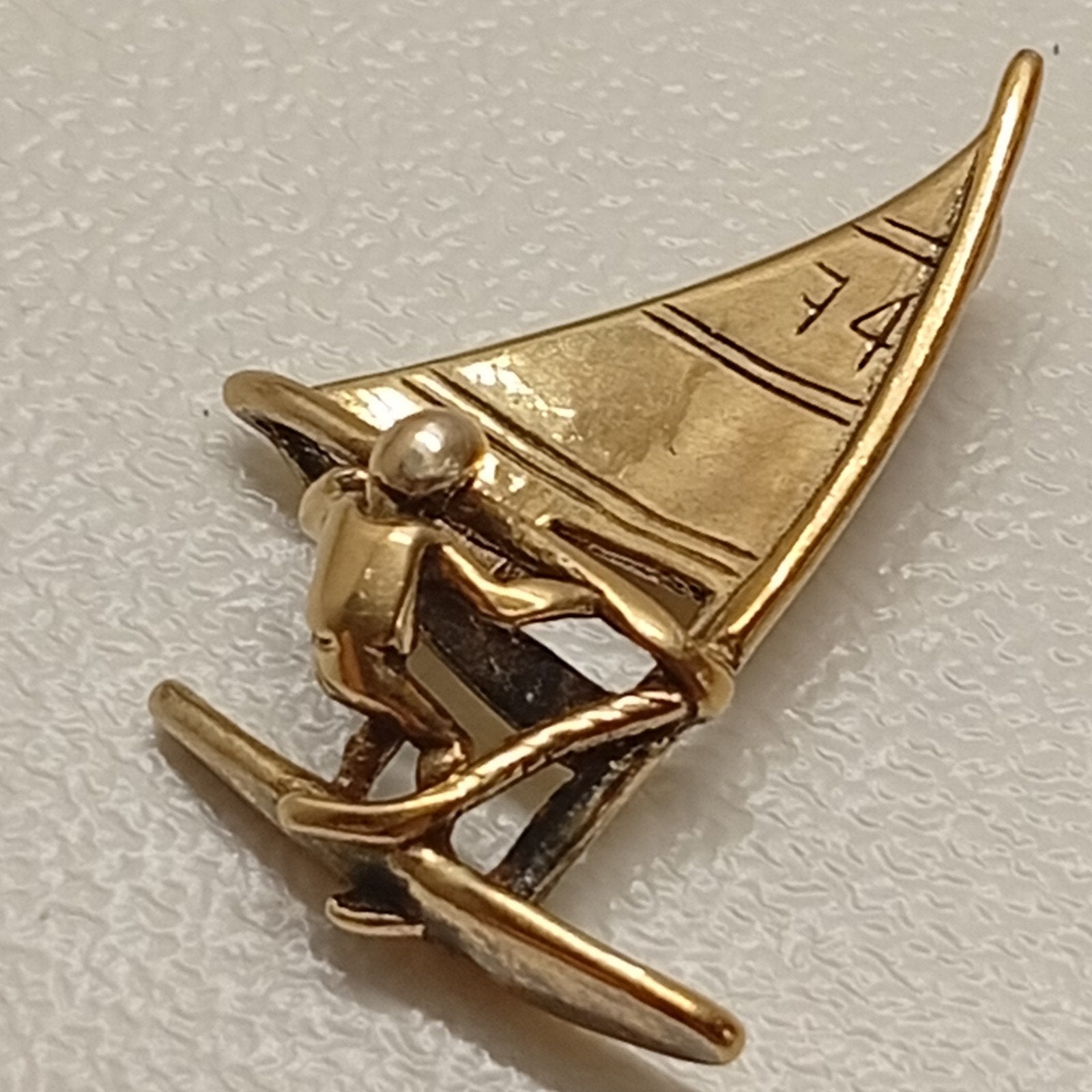 Pendentif marin vintage en argent 835 plaqué or, Enlèvement ou Envoi, Utilisé, Argent, Argent